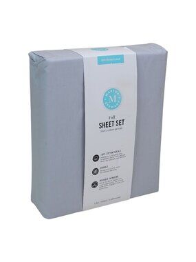 Martha Stewart Full Sheet Set 200 Thread Count Cotton Percale Gray